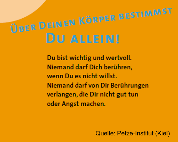 Kurzer Hinweis zur Selbstbestimmung über den eigenen Körper.