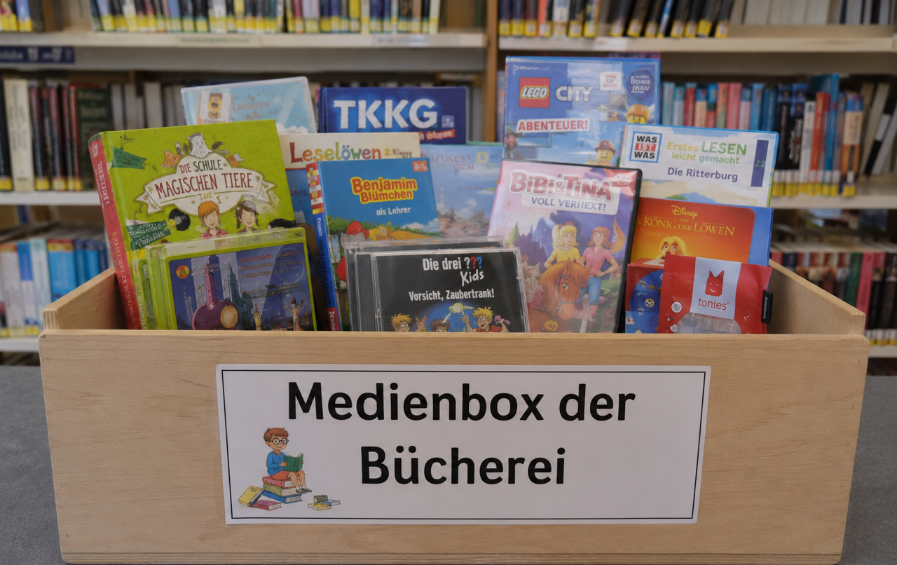 In den Medienboxen sind Bücher, CD`s und DVD`s. In den Medienboxen sind Bücher, CD`s und DVD`s.